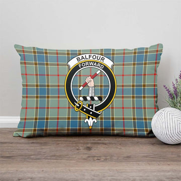 Balfour Blue Tartan Pillow Cover with Family Crest