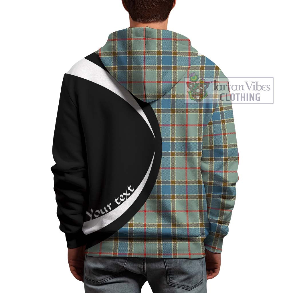 Tartan Vibes Clothing Balfour Blue Tartan Hoodie with Family Crest Circle Style