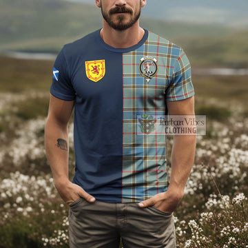 Balfour Blue Tartan T-Shirt Alba with Scottish Lion Royal Arm Half Style