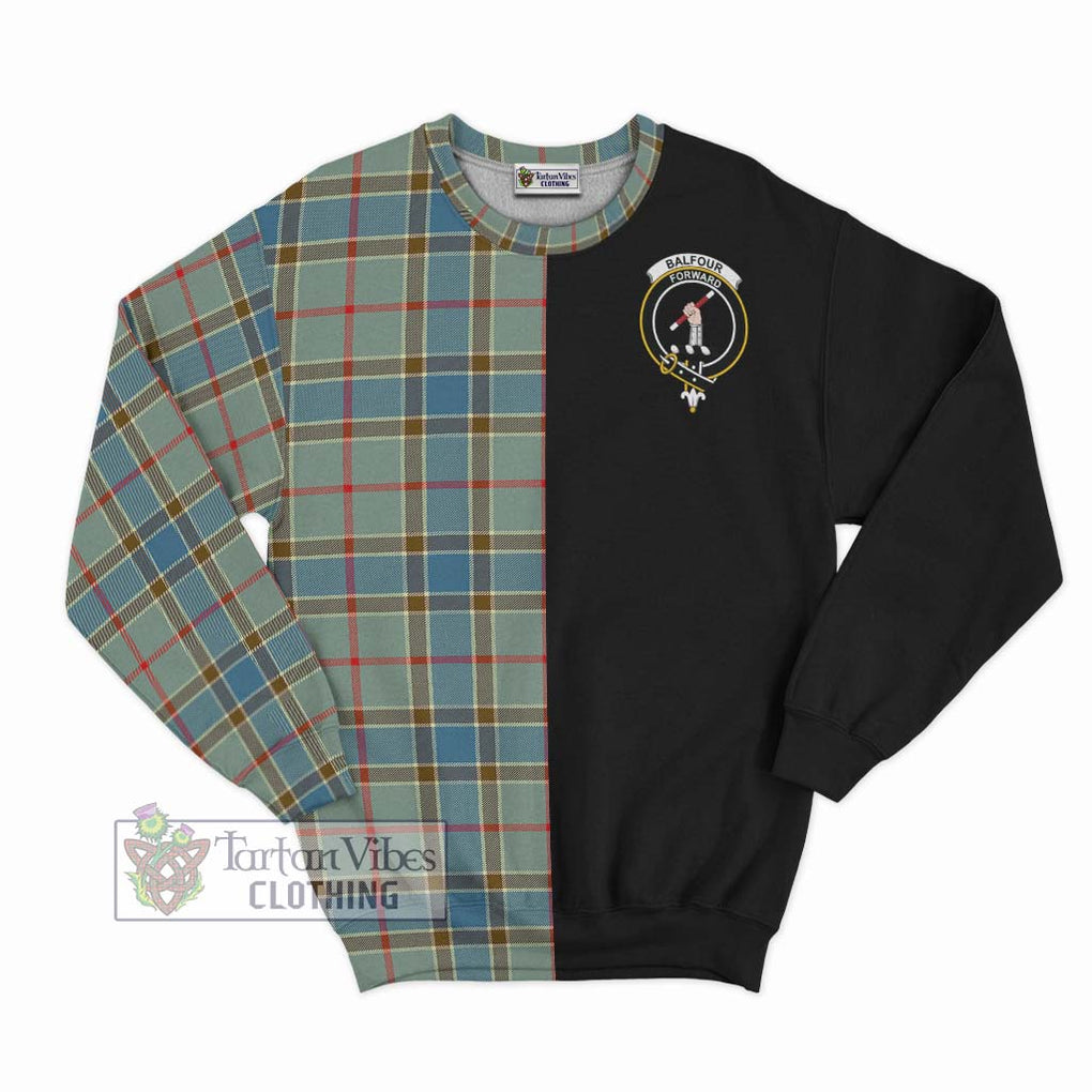 Balfour Blue Tartan Sweatshirt with Family Crest and Half Of Me Style - Tartanvibesclothing Shop