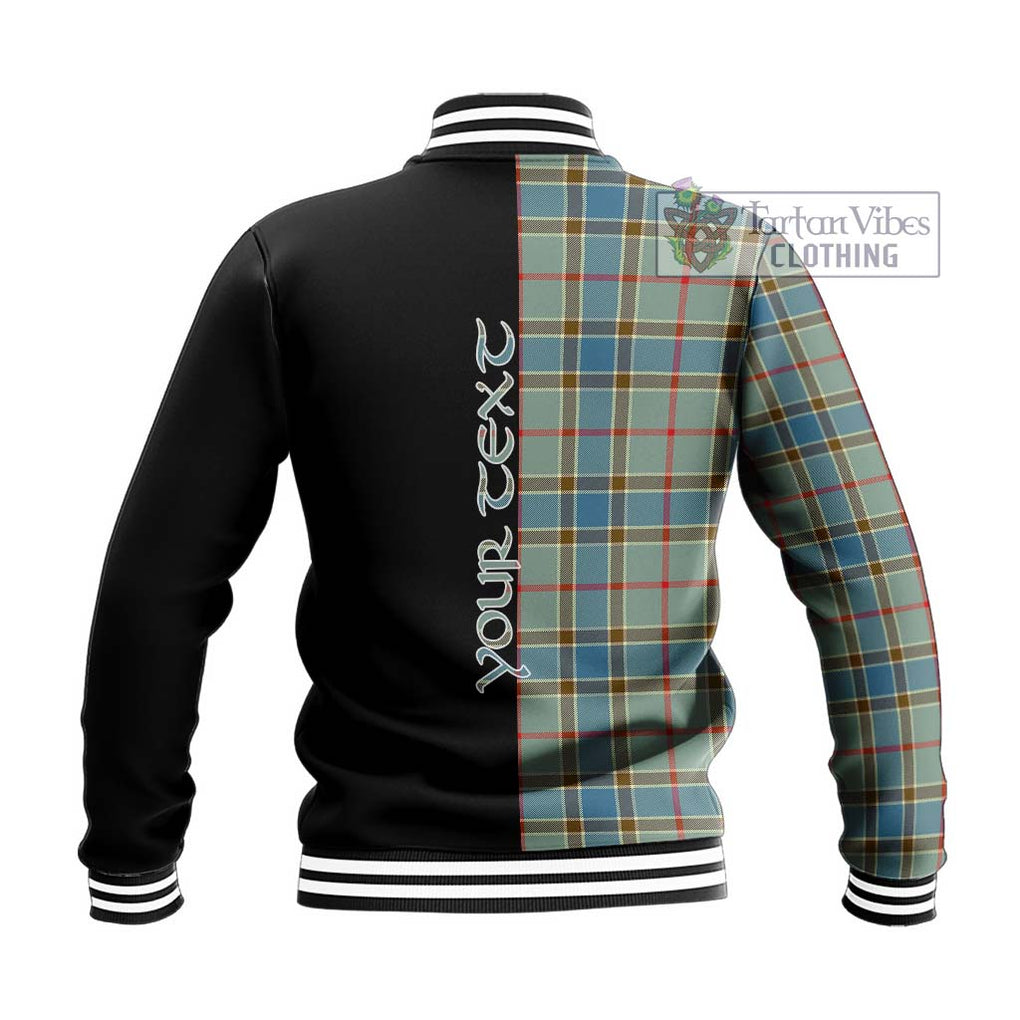 Balfour Blue Tartan Baseball Jacket with Family Crest and Half Of Me Style - Tartanvibesclothing Shop