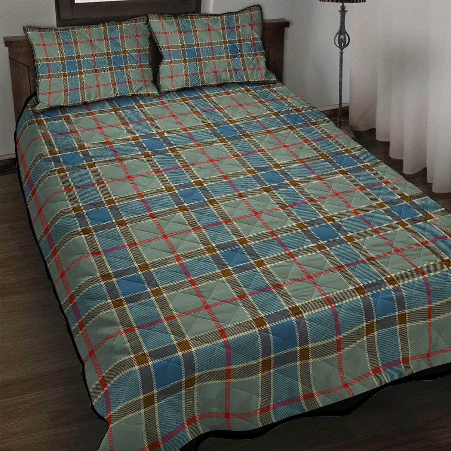 Balfour Blue Tartan Quilt Bed Set - Tartanvibesclothing