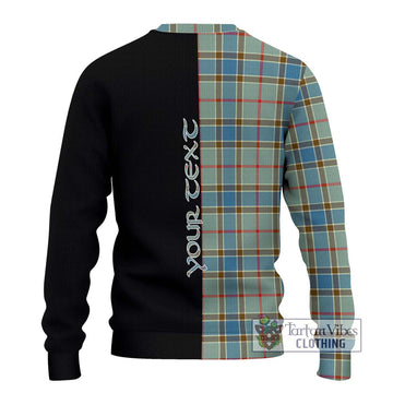 Balfour Blue Tartan Ugly Sweater with Family Crest and Half Of Me Style