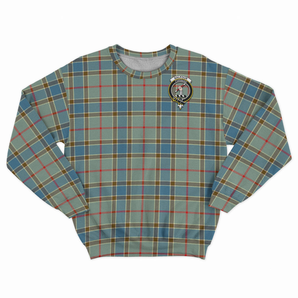 Balfour Blue Tartan Sweatshirt with Family Crest - Tartan Vibes Clothing