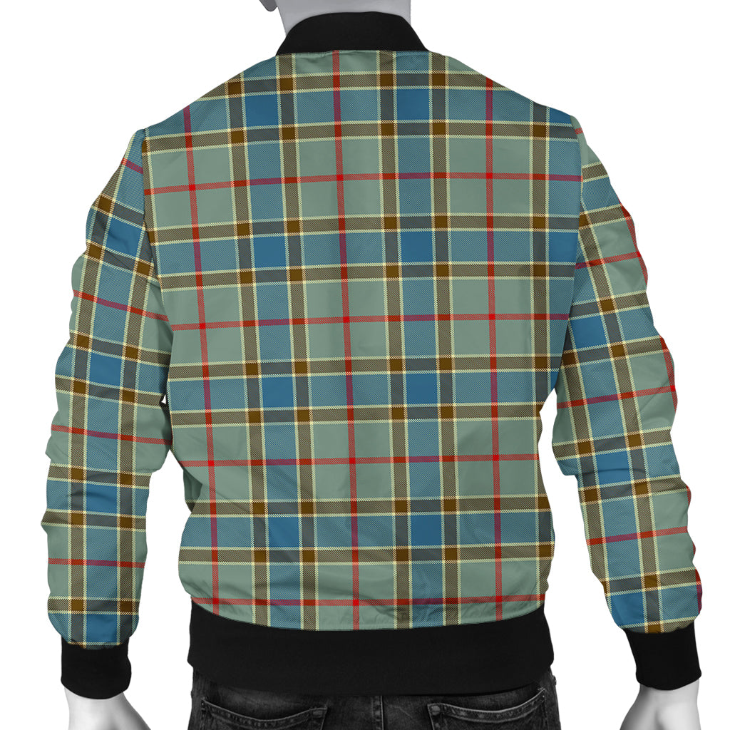 Balfour Blue Tartan Bomber Jacket with Family Crest - Tartanvibesclothing