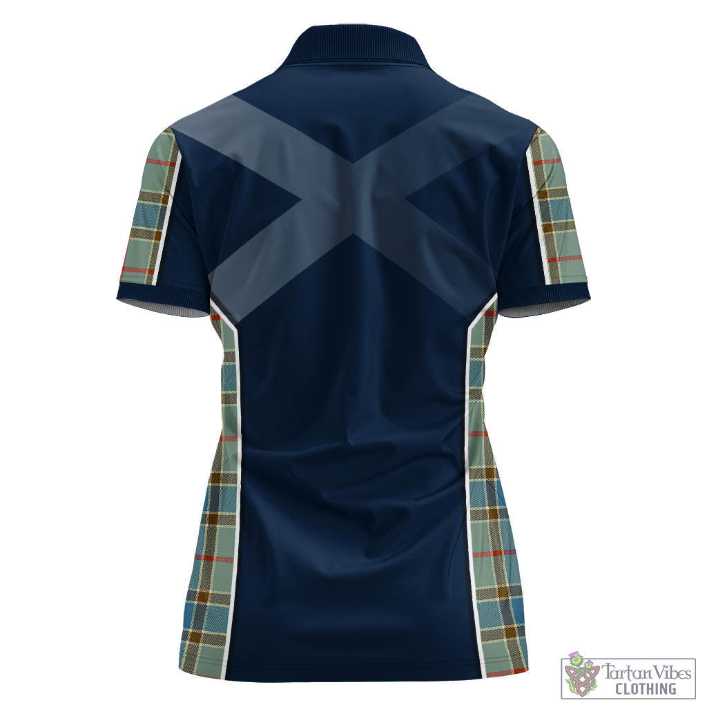 Tartan Vibes Clothing Balfour Blue Tartan Women's Polo Shirt with Family Crest and Lion Rampant Vibes Sport Style