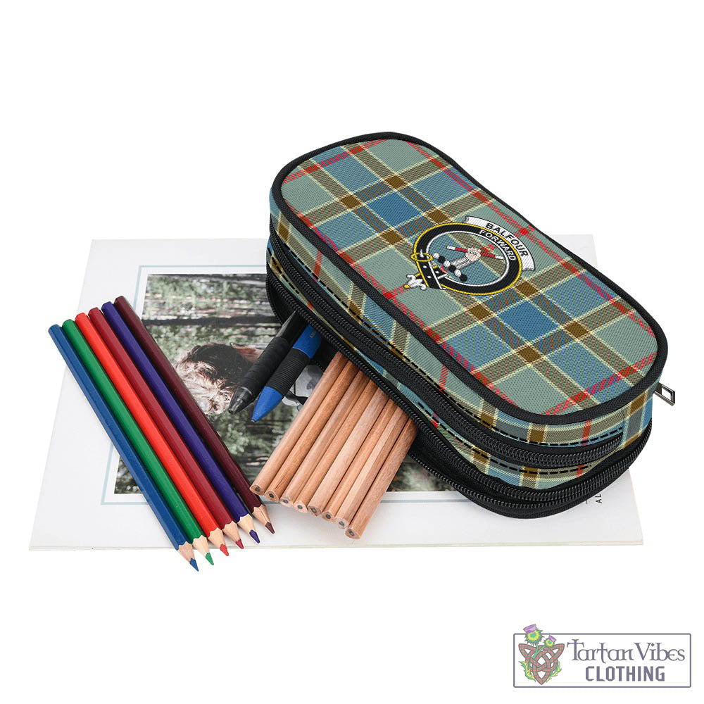 Tartan Vibes Clothing Balfour Blue Tartan Pen and Pencil Case with Family Crest