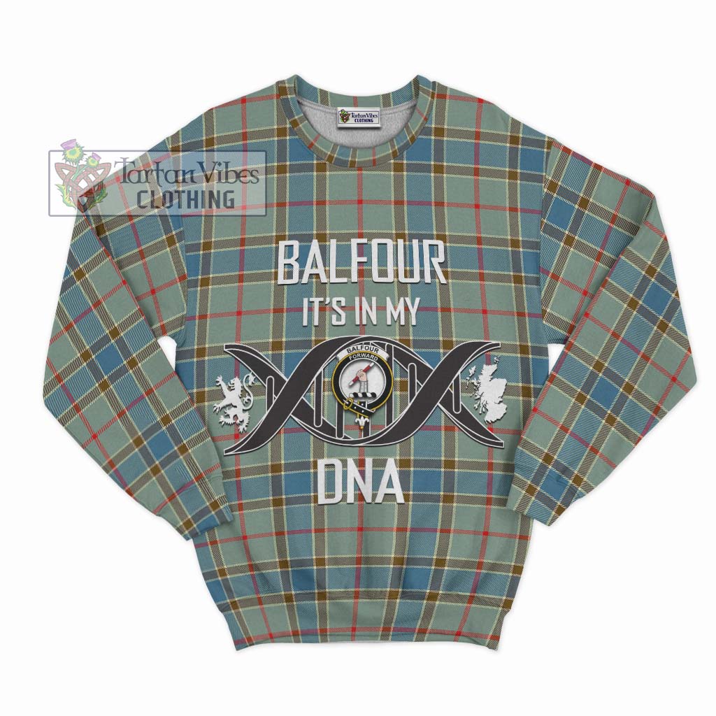 Tartan Vibes Clothing Balfour Blue Tartan Sweatshirt with Family Crest DNA In Me Style