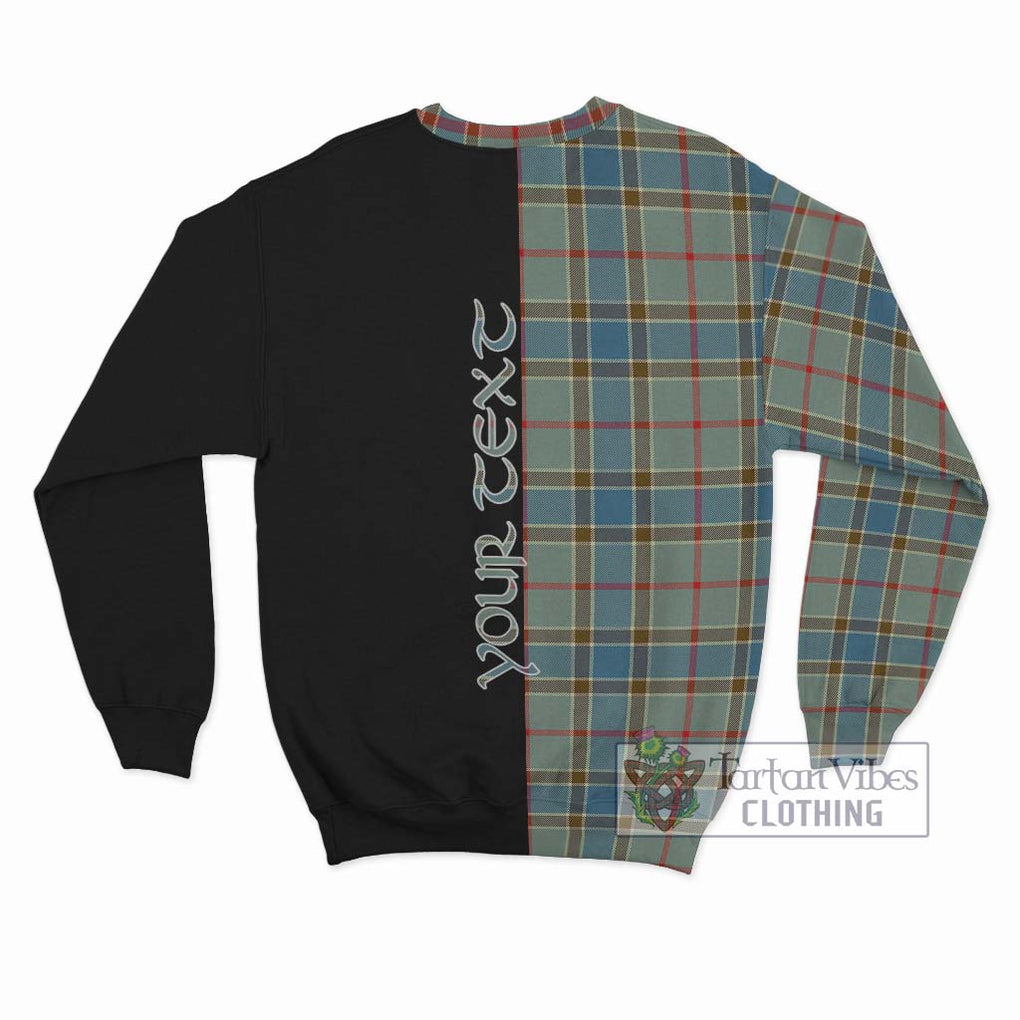 Balfour Blue Tartan Sweatshirt with Family Crest and Half Of Me Style - Tartanvibesclothing Shop