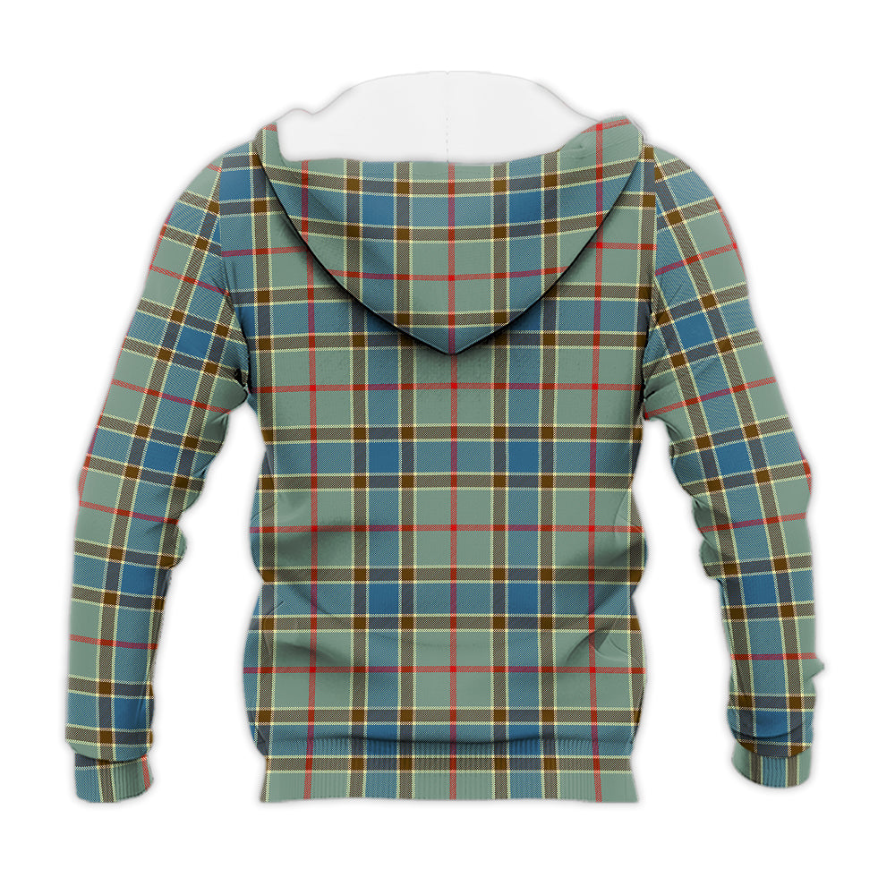 Balfour Blue Tartan Knitted Hoodie with Family Crest - Tartanvibesclothing