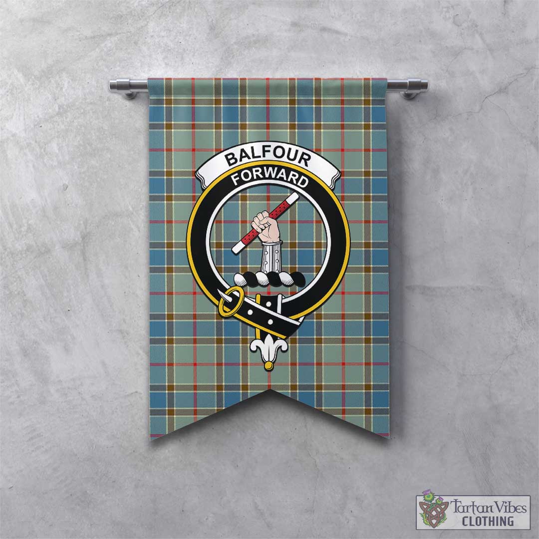 Tartan Vibes Clothing Balfour Blue Tartan Gonfalon, Tartan Banner with Family Crest