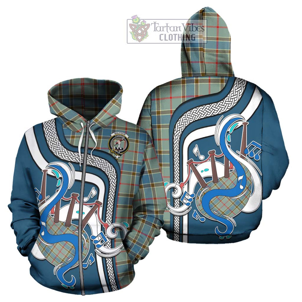 Balfour Blue Tartan Hoodie with Epic Bagpipe Style - Tartanvibesclothing Shop