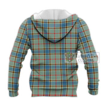 Balfour Blue Tartan Knitted Hoodie with Family Crest DNA In Me Style