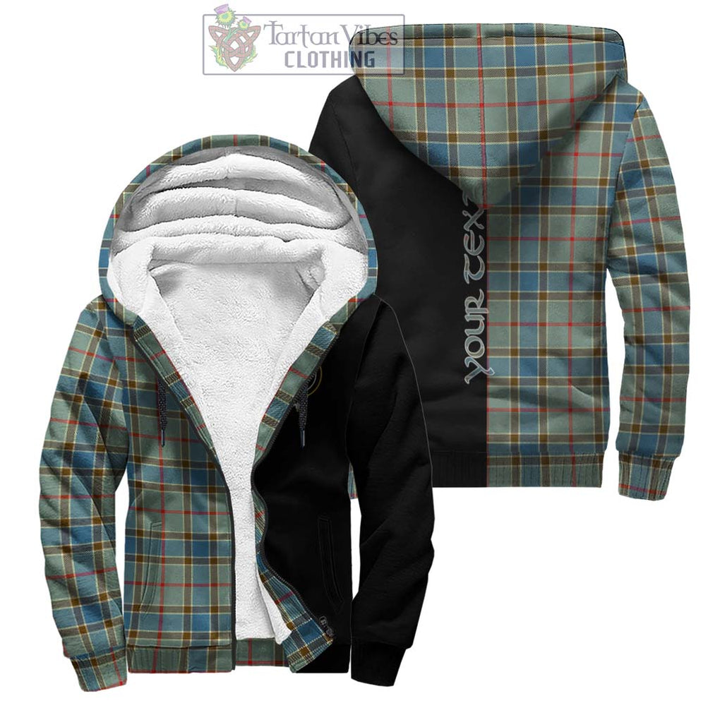 Balfour Blue Tartan Sherpa Hoodie with Family Crest and Half Of Me Style Unisex - Tartanvibesclothing Shop