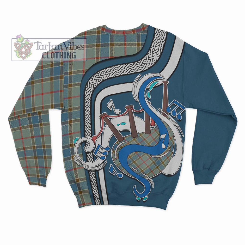 Balfour Blue Tartan Sweatshirt with Epic Bagpipe Style - Tartanvibesclothing Shop