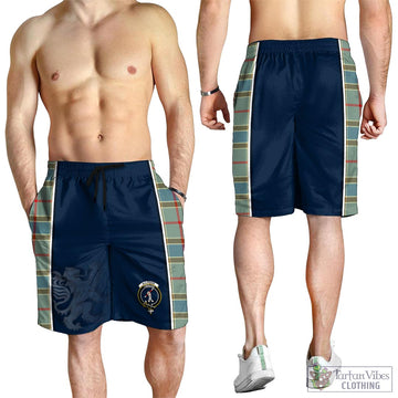 Balfour Blue Tartan Men's Shorts with Family Crest and Lion Rampant Vibes Sport Style