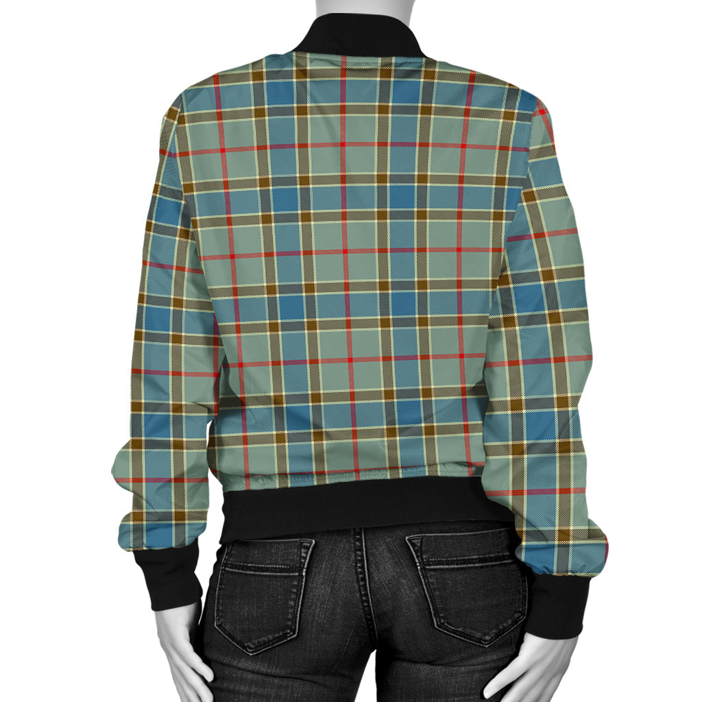 Balfour Blue Tartan Bomber Jacket with Family Crest - Tartanvibesclothing