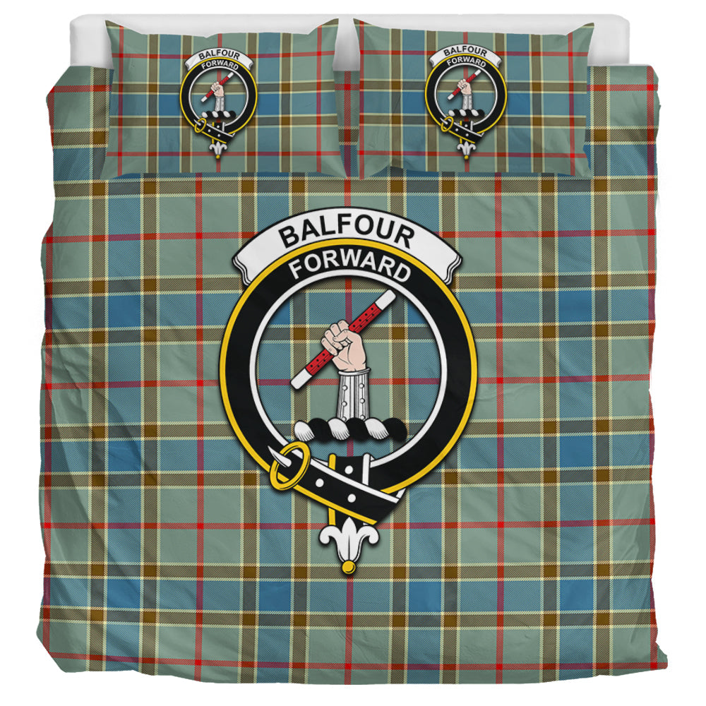 Balfour Blue Tartan Bedding Set with Family Crest UK Bedding Set UK Super King 104*94 inch - Tartan Vibes Clothing