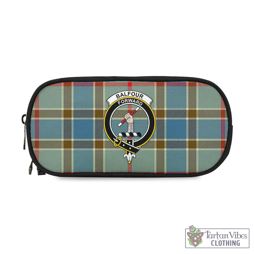 Tartan Vibes Clothing Balfour Blue Tartan Pen and Pencil Case with Family Crest