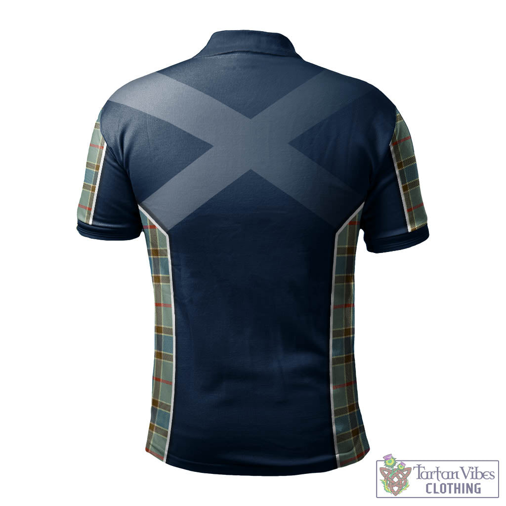 Tartan Vibes Clothing Balfour Blue Tartan Men's Polo Shirt with Family Crest and Lion Rampant Vibes Sport Style