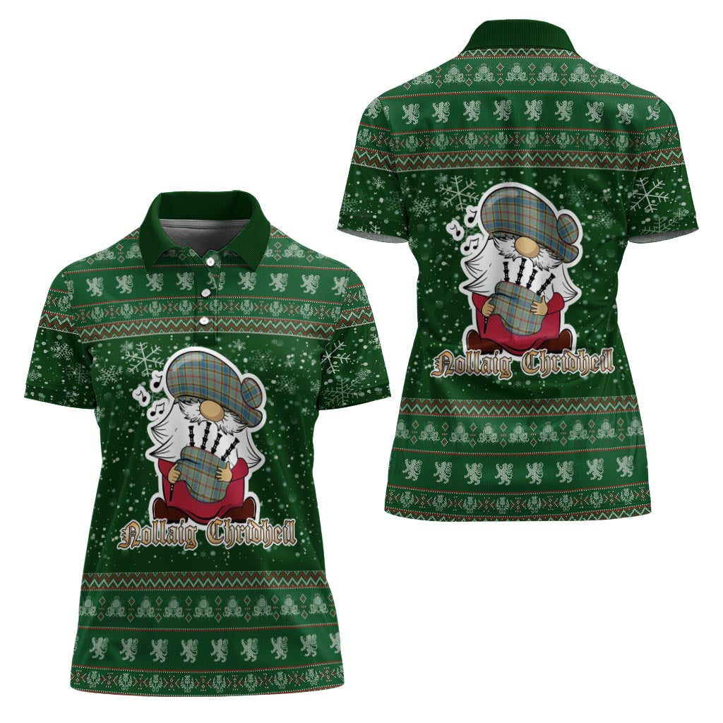 Balfour Blue Clan Christmas Family Polo Shirt with Funny Gnome Playing Bagpipes - Tartanvibesclothing