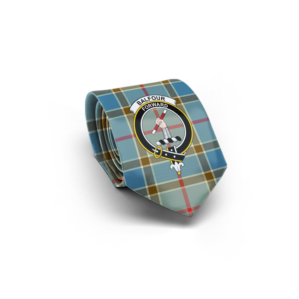 Balfour Blue Tartan Classic Necktie with Family Crest - Tartanvibesclothing