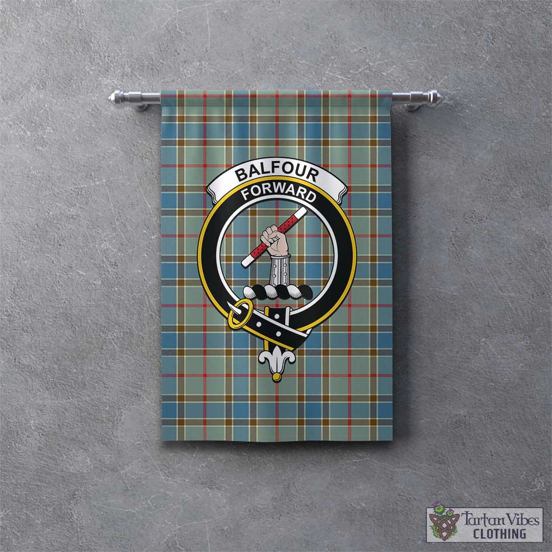 Tartan Vibes Clothing Balfour Blue Tartan Gonfalon, Tartan Banner with Family Crest