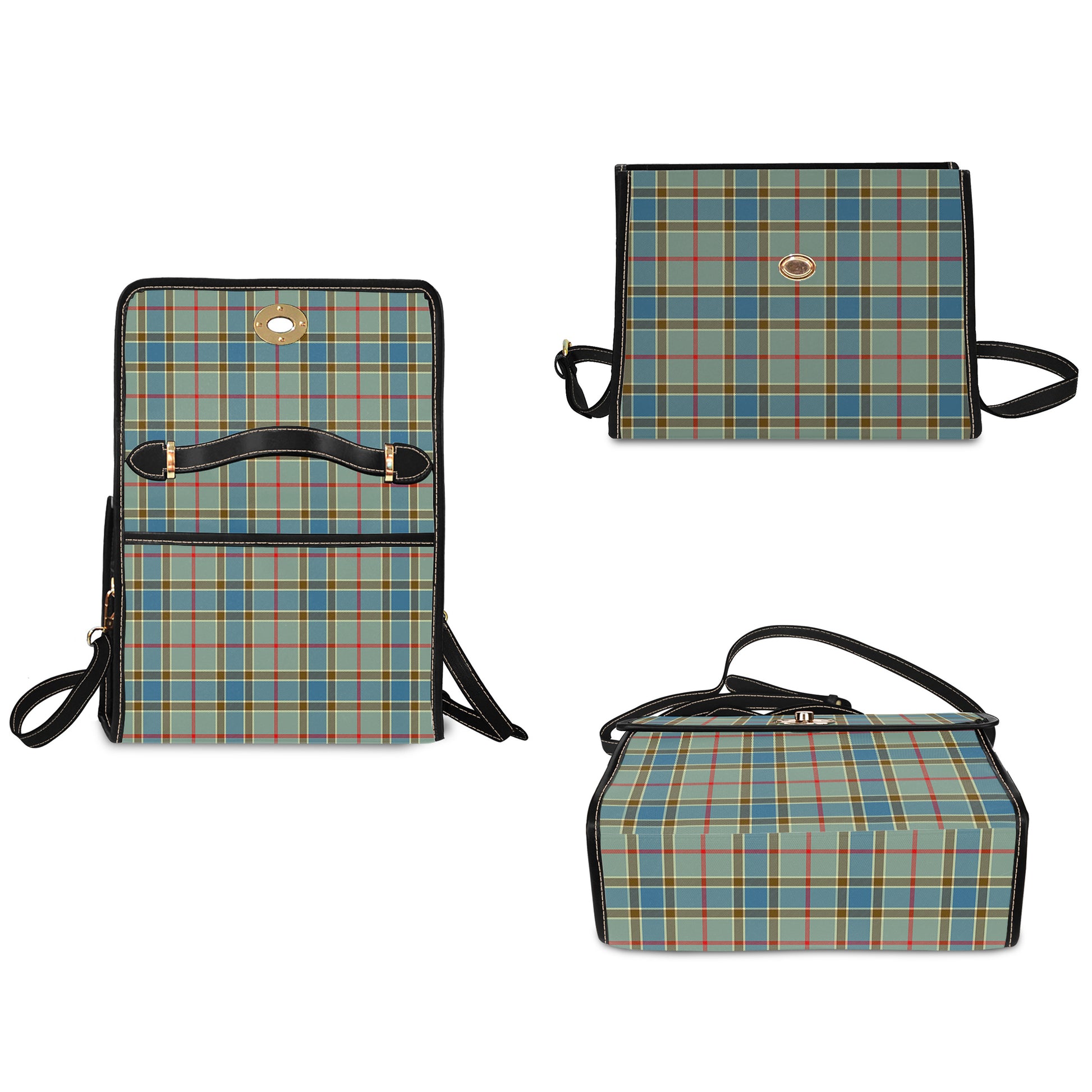 Balfour Blue Tartan Leather Strap Waterproof Canvas Bag - Tartanvibesclothing