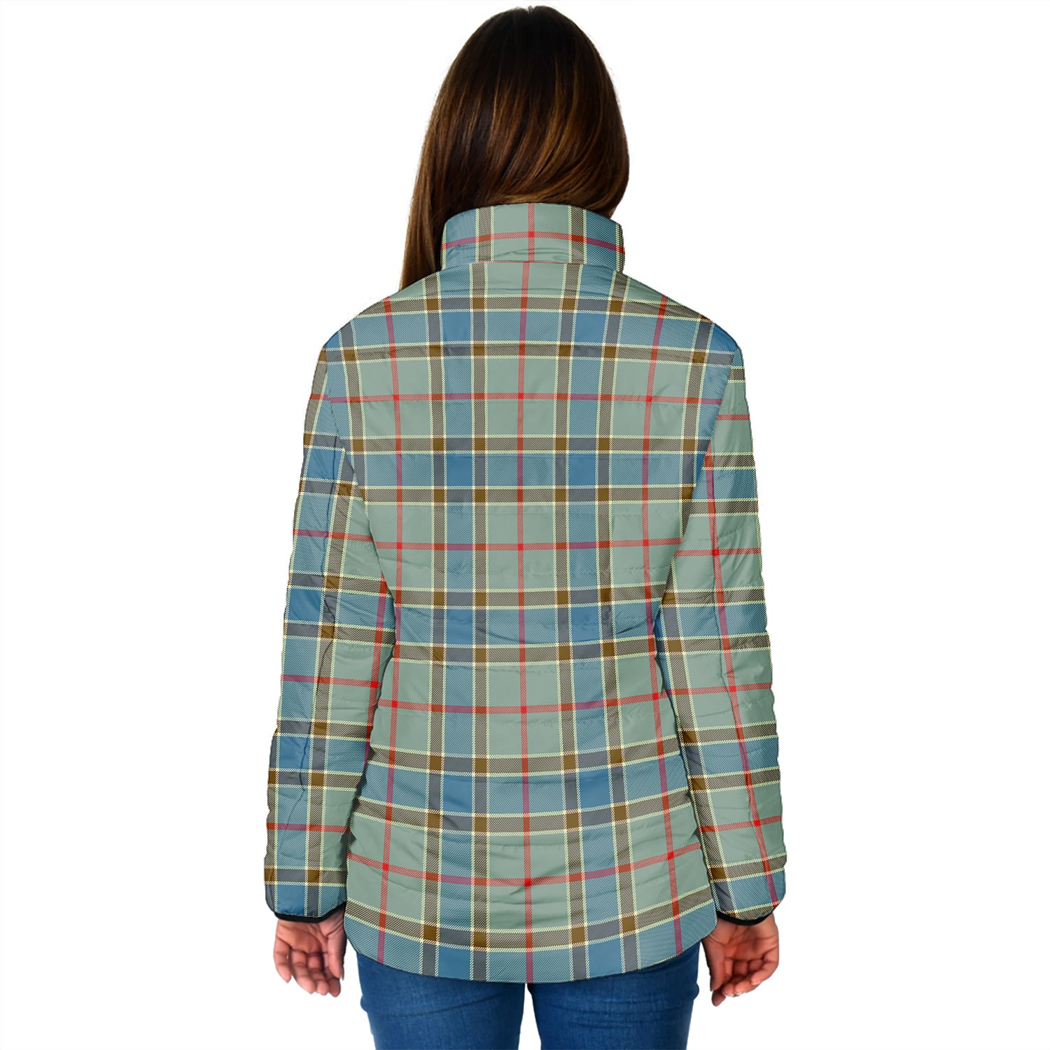 Balfour Blue Tartan Padded Jacket with Family Crest - Tartan Vibes Clothing