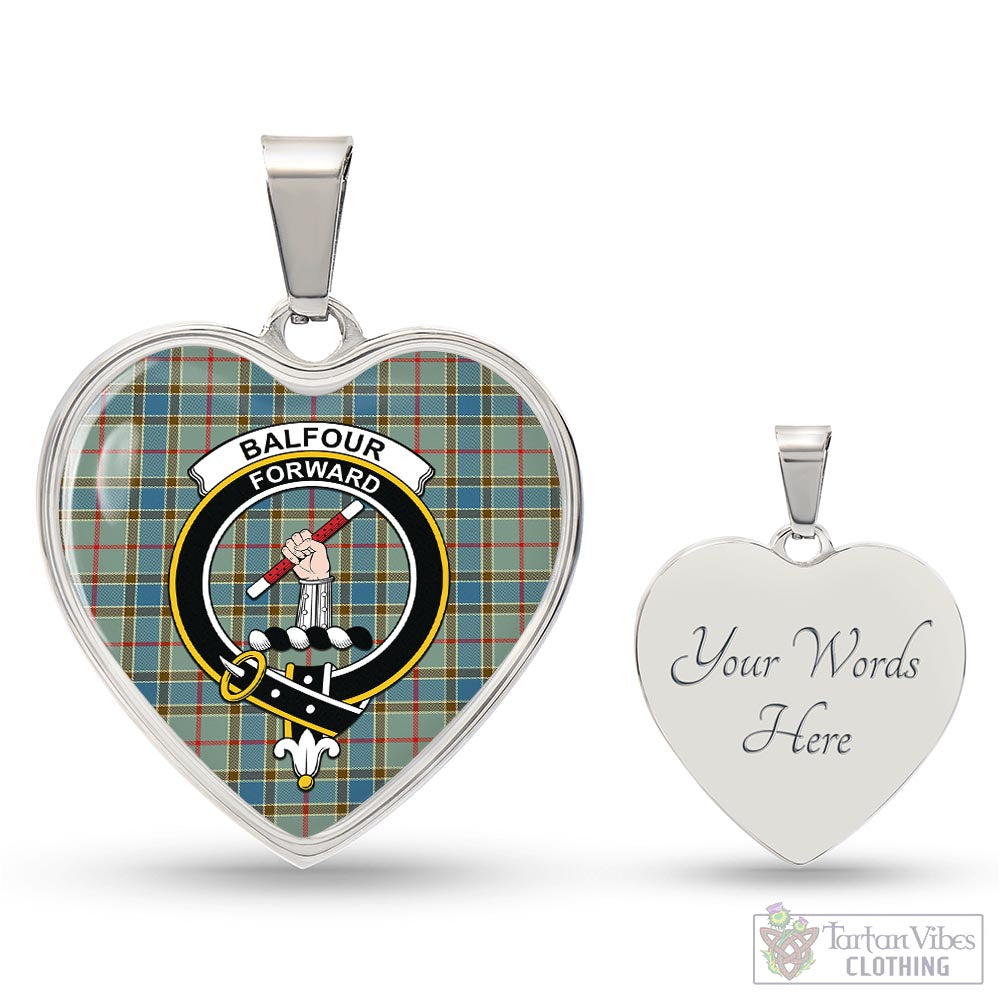 Tartan Vibes Clothing Balfour Blue Tartan Heart Necklace with Family Crest