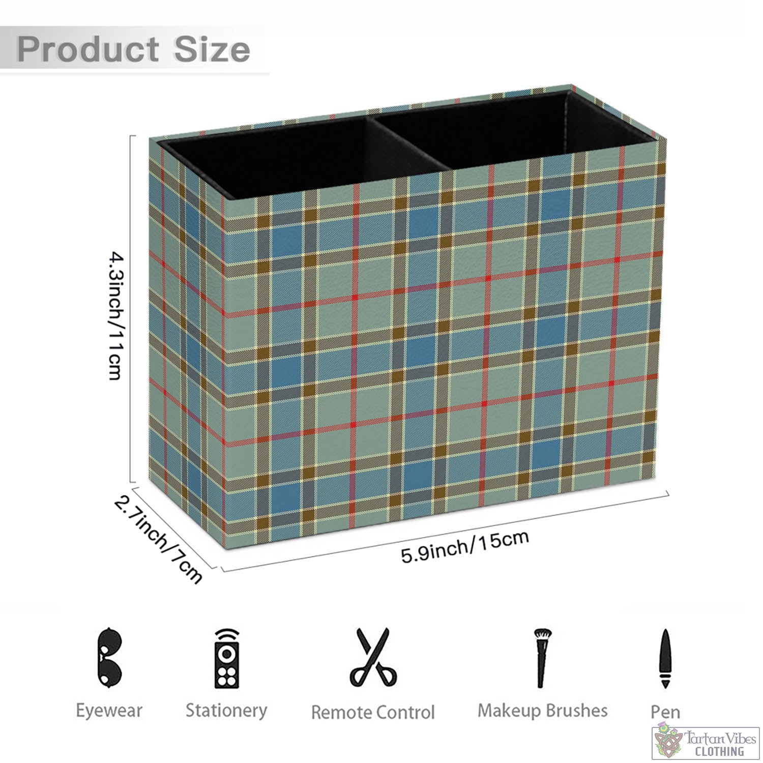 Tartan Vibes Clothing Balfour Blue Tartan Pen Holder