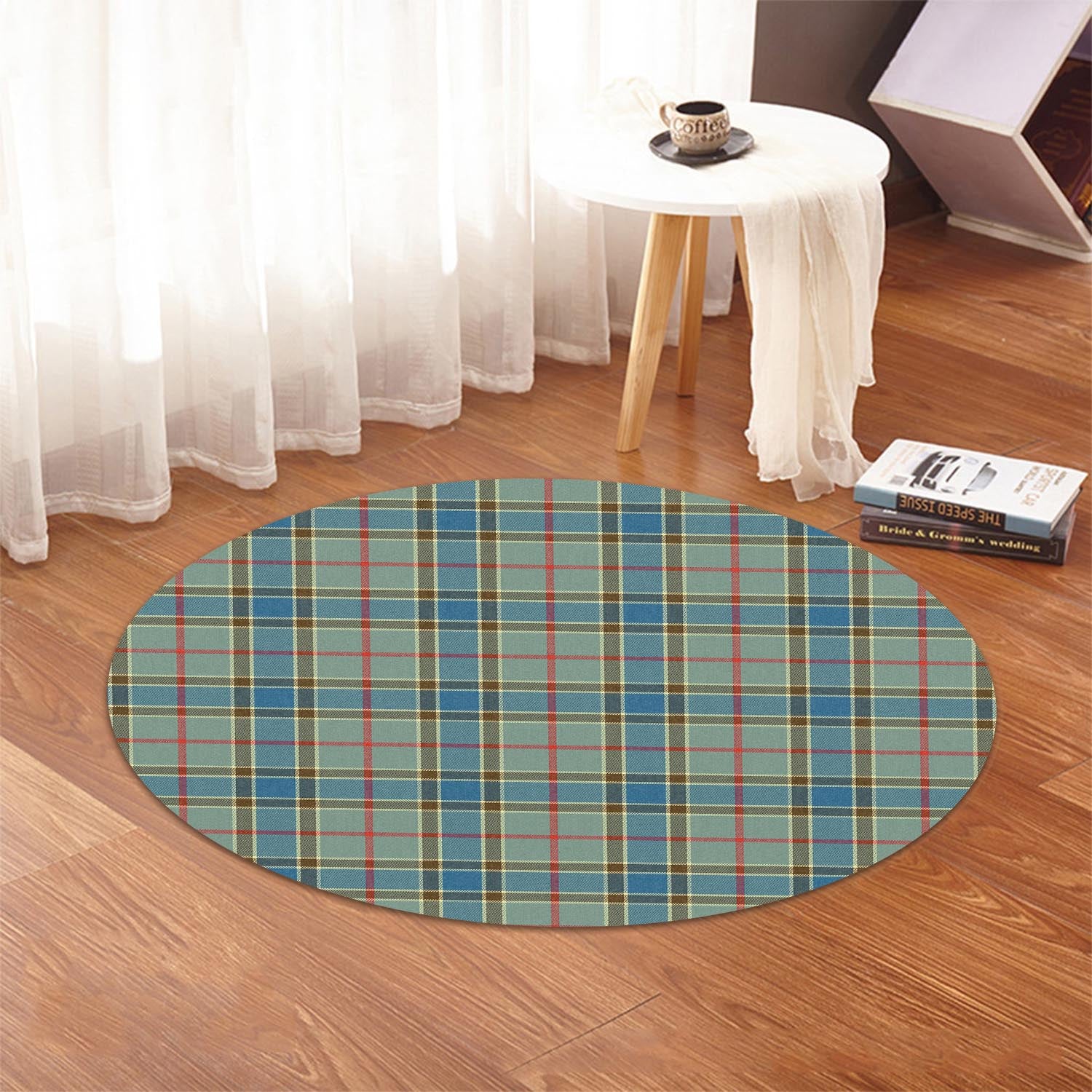 Balfour Blue Tartan Round Rug - Tartanvibesclothing