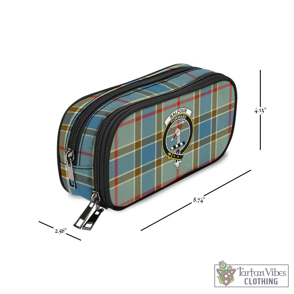 Tartan Vibes Clothing Balfour Blue Tartan Pen and Pencil Case with Family Crest