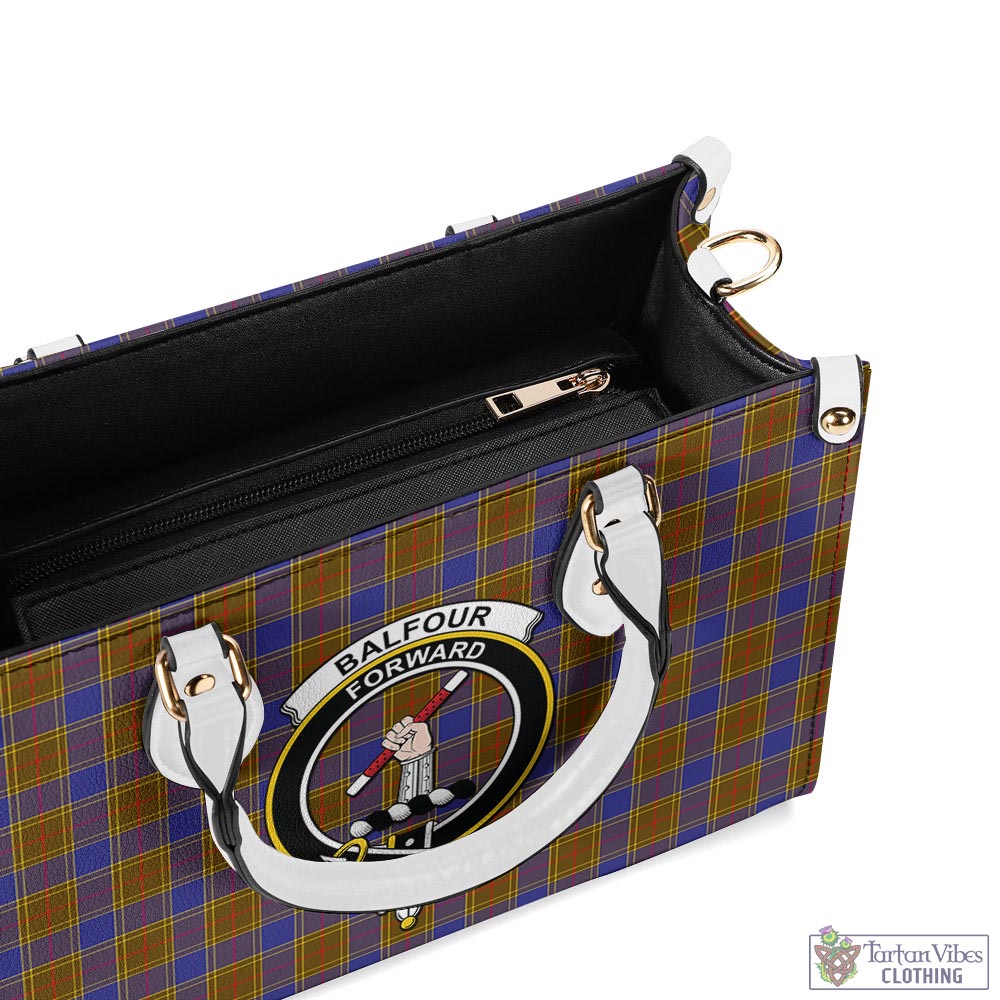 Tartan Vibes Clothing Balfour Modern Tartan Luxury Leather Handbags with Family Crest