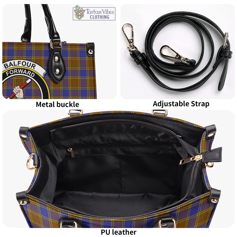 Tartan Vibes Clothing Balfour Modern Tartan Luxury Leather Handbags with Family Crest