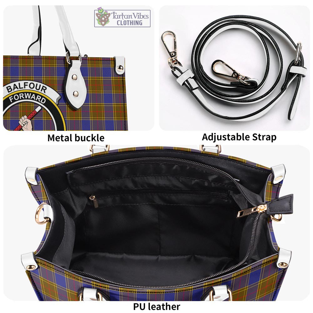 Tartan Vibes Clothing Balfour Modern Tartan Luxury Leather Handbags with Family Crest