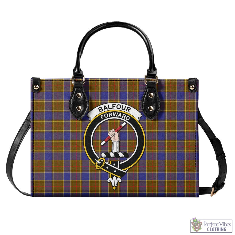 Tartan Vibes Clothing Balfour Modern Tartan Luxury Leather Handbags with Family Crest