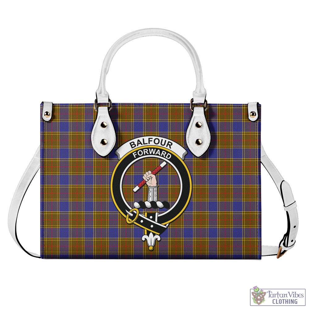 Tartan Vibes Clothing Balfour Modern Tartan Luxury Leather Handbags with Family Crest