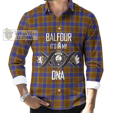 Balfour Tartan Long Sleeve Button Shirt with Family Crest DNA In Me Style