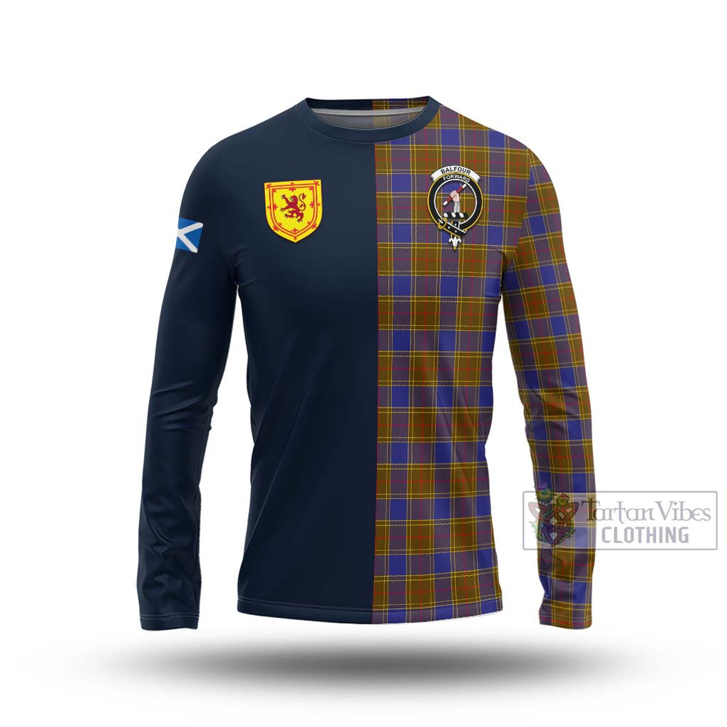 Tartan Vibes Clothing Balfour Modern Tartan Long Sleeve T-Shirt with Scottish Lion Royal Arm Half Style