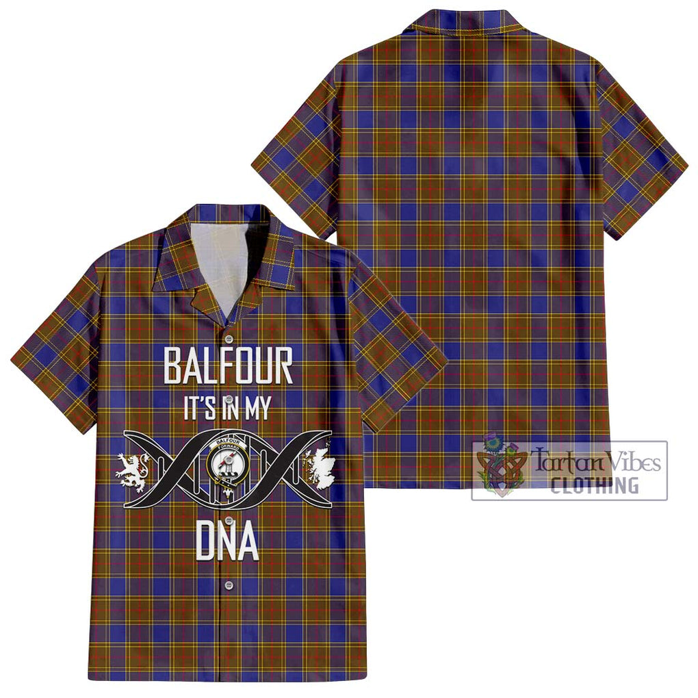 Balfour Tartan Short Sleeve Button Shirt with Family Crest DNA In Me Style Kid - Tartanvibesclothing Shop