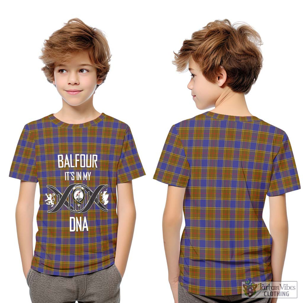 Balfour Tartan Kid T-Shirt with Family Crest DNA In Me Style Youth XL Size14 - Tartanvibesclothing Shop