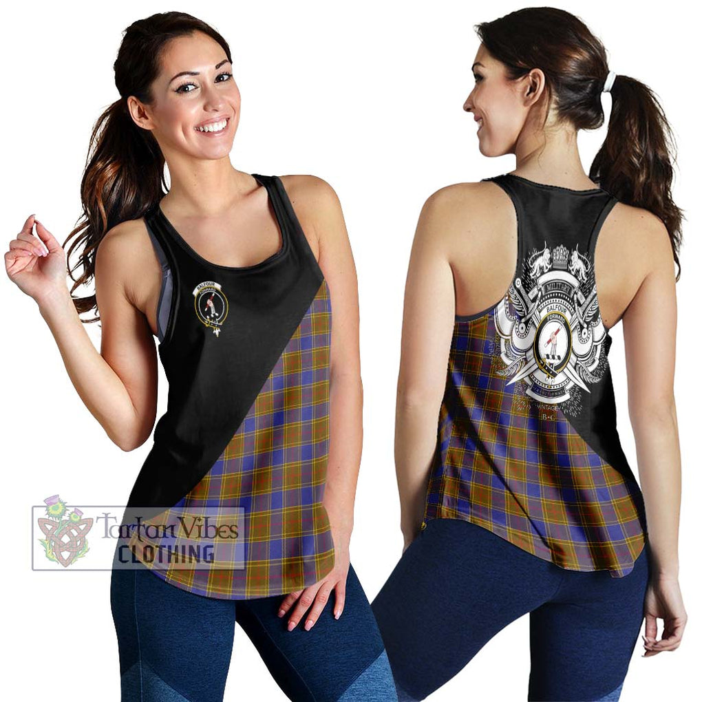 Balfour Tartan Women's Racerback Tanks with Family Crest and Military Logo Style 4XL - Tartanvibesclothing Shop