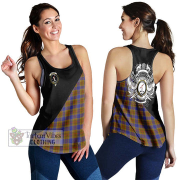 Balfour Tartan Women's Racerback Tanks with Family Crest and Military Logo Style