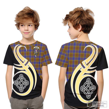 Balfour Tartan Kid T-Shirt with Family Crest and Celtic Symbol Style