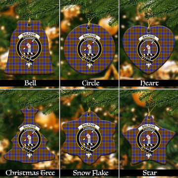 Balfour Tartan Christmas Ceramic Ornaments with Family Crest