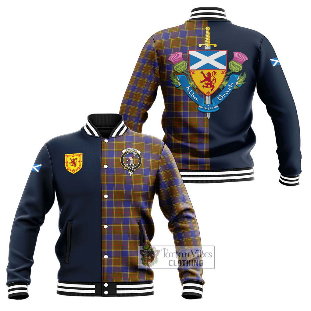 Tartan Vibes Clothing Balfour Modern Tartan Baseball Jacket with Scottish Lion Royal Arm Half Style