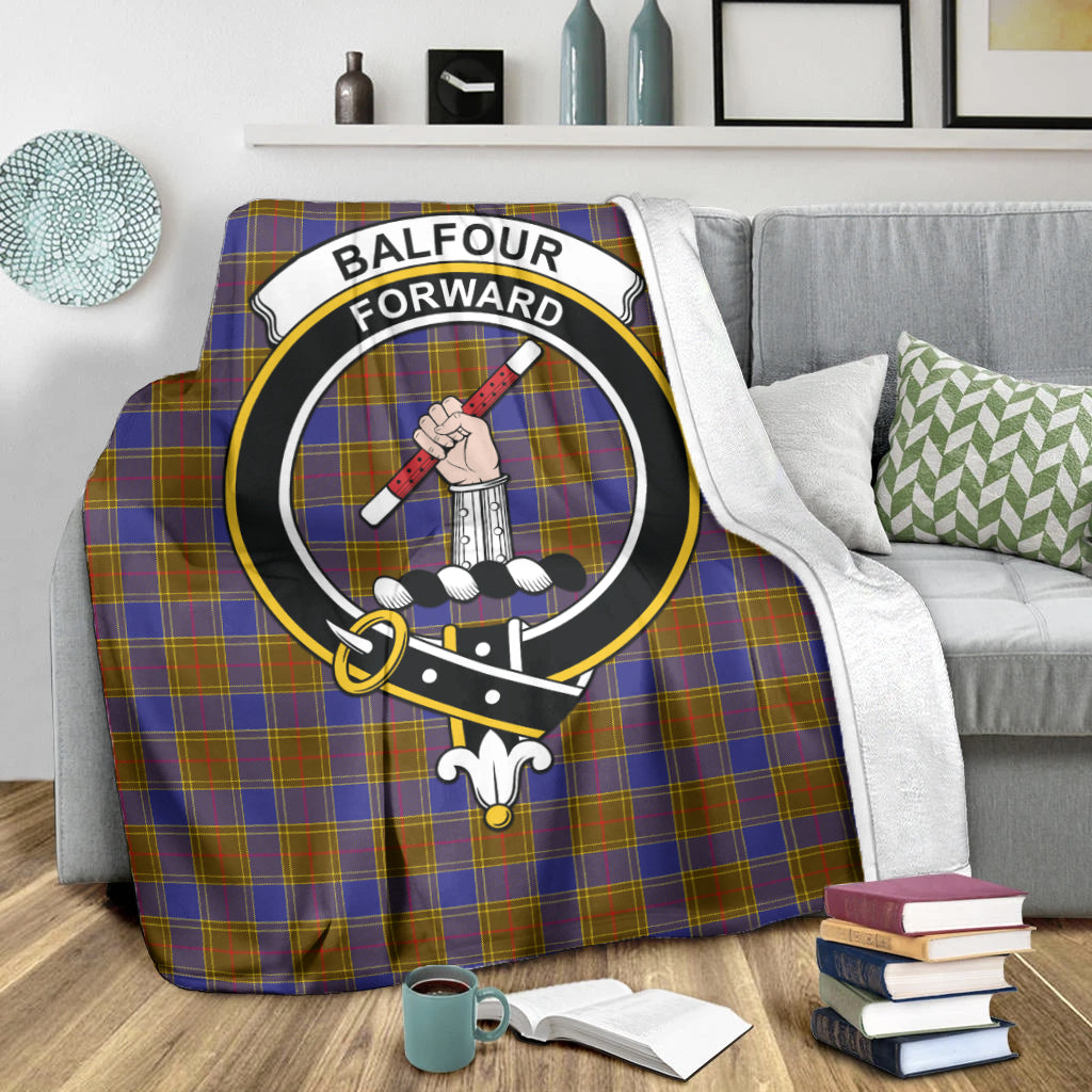 Balfour Tartan Blanket with Family Crest X-Large 59 x 79 inches 150 x 200 cm - Tartan Vibes Clothing