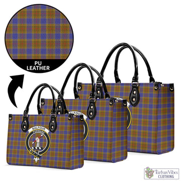 Balfour Tartan Luxury Leather Handbags with Family Crest