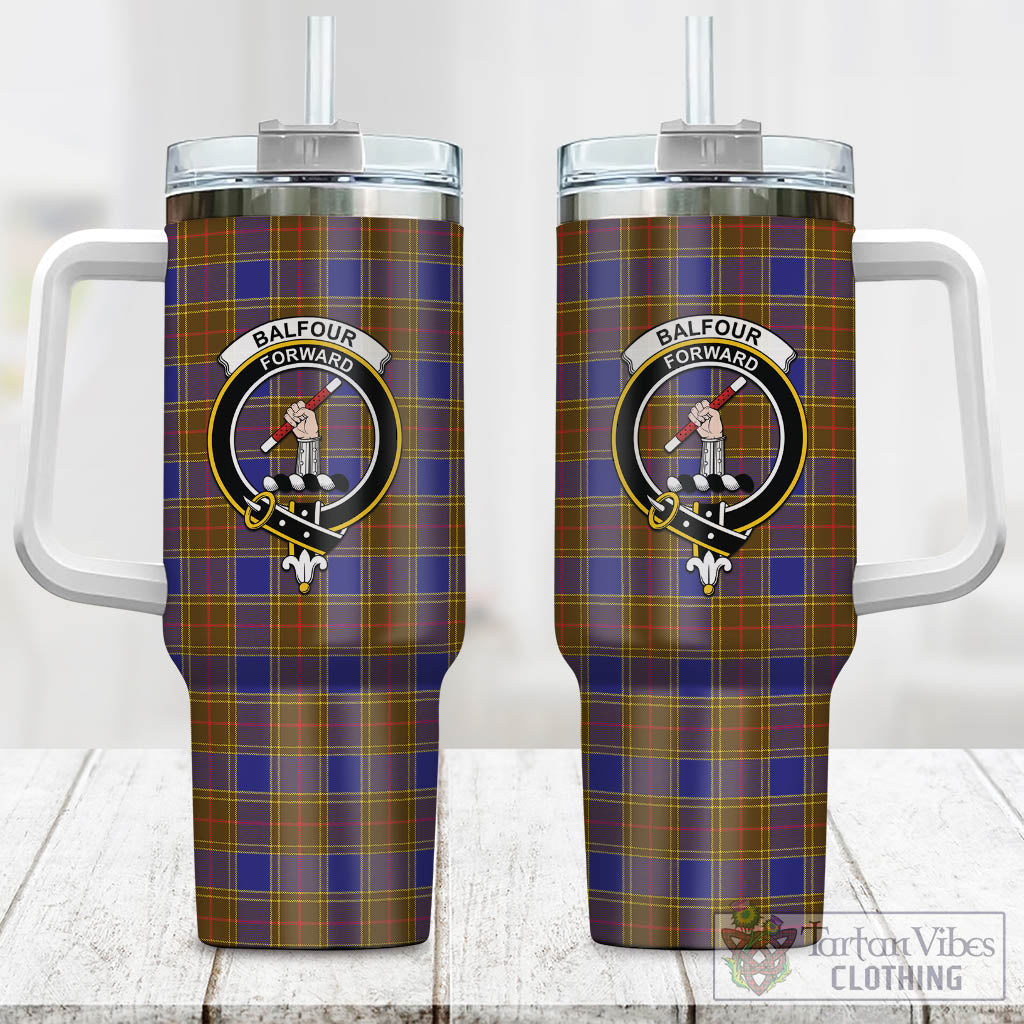 Tartan Vibes Clothing Balfour Modern Tartan and Family Crest Tumbler with Handle